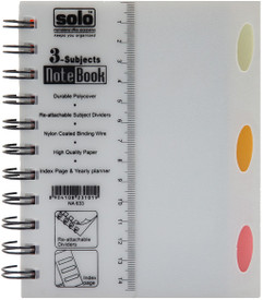Solo Management 3 Subjects (Set Of 4) A6 Notebook Spiral Binding - Grey