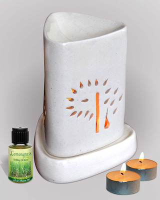44% OFF on Sudarshan Dhoop Pvt Ltd Aroma Oil BurnerTriangle Shape with 2 tea light Lemongrass Diffuser Air Freshener 10 ml