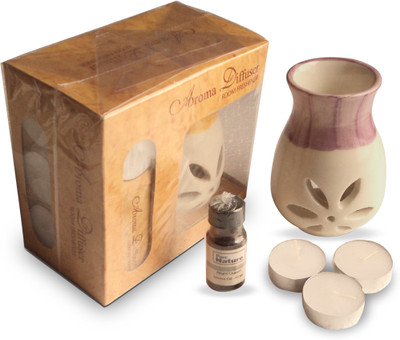 Pure Source Ceramic Aroma Set with 10 ml Aroma Oil and 4 Tea Candles Lemon Grass Liquid Air Freshener Pure Source Ceramic Aroma Set with 10 ml Aroma Oil and 4 Tea Candles Lemon Grass Liquid Air Freshener