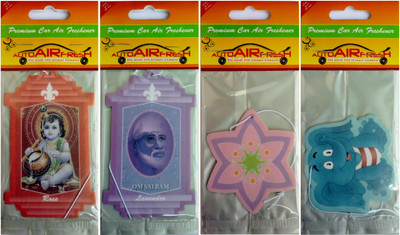 25% OFF on AutoAirFresh Lavender Jasmine Mapleleaf Blackice Rose Paper Cardboard Air Freshener 40 g