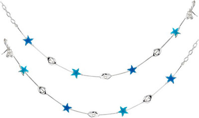 25% OFF on GemLN India Azure Star Sterling Silver Anklet Pack of 2