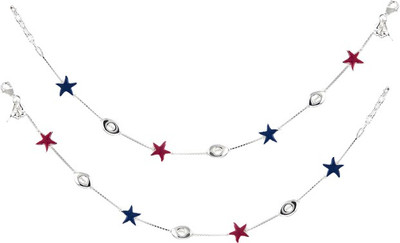 24% OFF on GemLN India Red Blue Star Sterling Silver Anklet Pack of 2