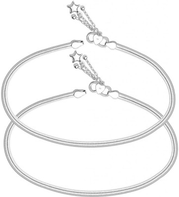 25% OFF on Taraash Chain Based Silver Anklet Pack of 2