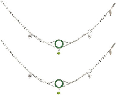 35% OFF on GemLN India Forest Green Drapery Sterling Silver Anklet Pack of 2