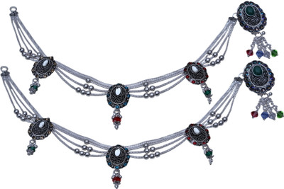 50% OFF on Aman Ball Chain Jhula Payal Silver Anklet Pack of 2