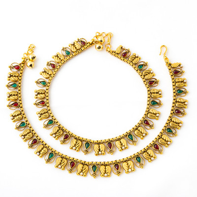 56% OFF on Aaina Khushi Copper Anklet Pack of 2