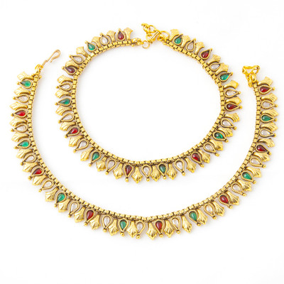 53% OFF on Aaina Khushi Copper Anklet Pack of 2