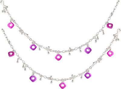 16% OFF on GemLN India Sterling Silver Anklet Set Pack of 2