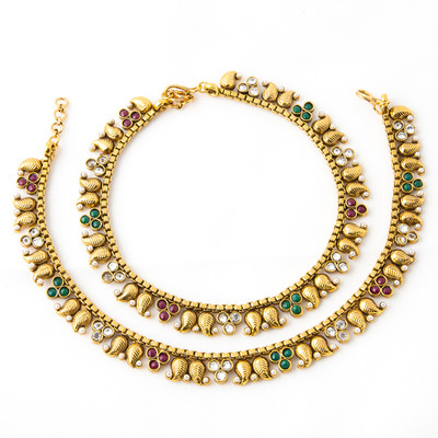 56% OFF on Aaina Khushi Copper Anklet Pack of 2