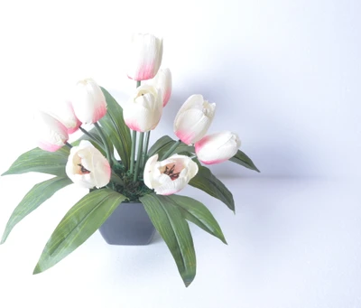 41% OFF on Home Decor Tulip Arrangement Med White Assorted Artificial Flower with Pot 41% OFF on Home Decor Tulip Arrangement Med White Assorted Artificial Flower with Pot