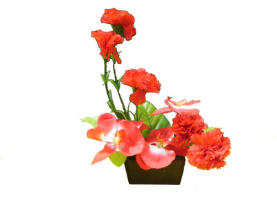 49% OFF on Shivam Multicolor Carnations Artificial Flower with Pot