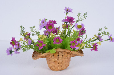 Kusal Mini Daisy Oval Designer Basket Arrangement Purple Assorted Artificial Flower with Pot Kusal Mini Daisy Oval Designer Basket Arrangement Purple Assorted Artificial Flower with Pot