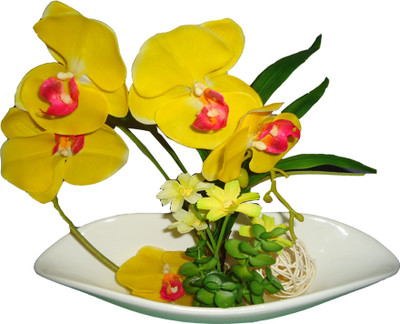Imported Yellow Orchids Artificial Flower with Pot Imported Yellow Orchids Artificial Flower with Pot