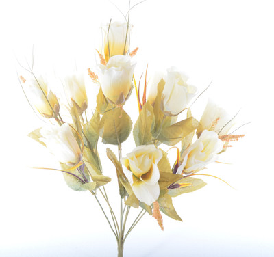 33% OFF on Kusal Autumn Rose 10 Head Cream White Assorted Artificial Flower