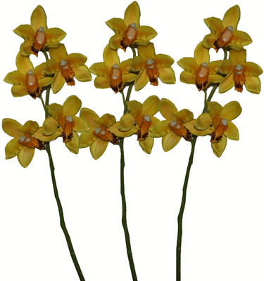 35% OFF on Pollination Cymbidium Yellow Orchids Artificial Flower