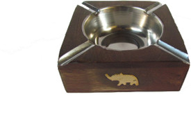 S C Handicrafts Ash Tray Brown, Steel Wooden, Steel, Brass Ashtray - Pack Of 1