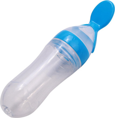 Buddyboo Baby Feeding Bottle With Silicone Spoon Attached, Blue - 150 Ml (Blue)