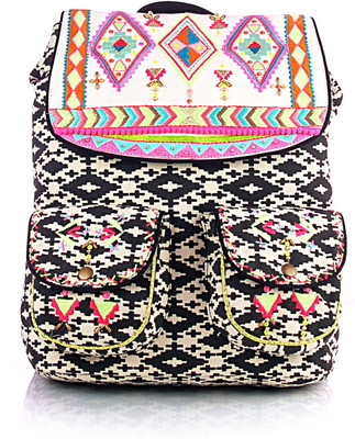 40% OFF on Shaun Design Ikat Embroidered with Laptop Protection 11 L Medium Backpack Black, Size - 394