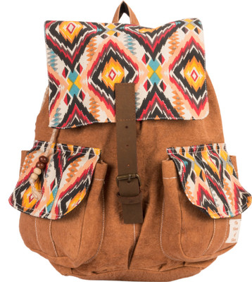 36% OFF on The House of Tara Canvas Ikkat Print Bag 16 L Medium Backpack Multicolor, Size - 350