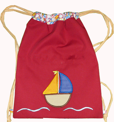 Little Pipal Sailboat Toddler Drawstring Backpack Red, 15 Little Pipal Sailboat Toddler Drawstring Backpack Red, 15