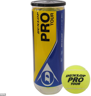 Dunlop Pro Tour Tennis Ball - Size: 0, Diameter: 2.5 Cm (Pack Of 12, Yellow)
