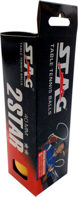 Stag Two Star Orange Ping Pong Ball - Size: 40, Diameter: 2.5 Cm (Pack Of 12, Orange, Orange)