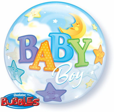 Qualatex Baby Boy Printed Bubble Balloon Qualatex Baby Boy Printed Bubble Balloon