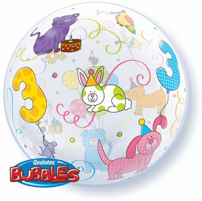Anagram Age 3 Cuddly Pets Printed Bubble Balloon