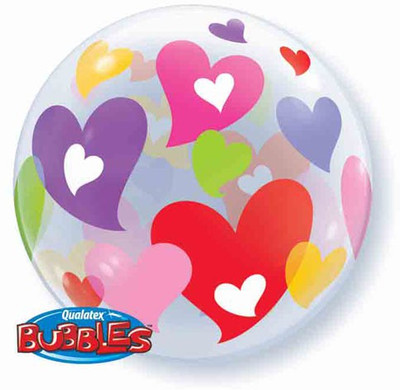 2% OFF on Qualatex Colourful Hearts 22 Printed Bubble Balloon