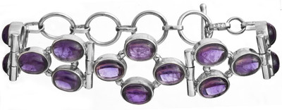 Exotic India Designer Sterling Silver Amethyst Bracelet