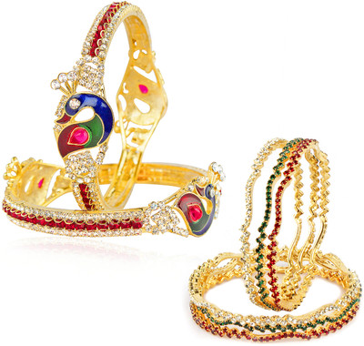 73% OFF on VK Jewels Mayur Dual Alloy Cubic Zirconia 18K Yellow Gold Plated Bangle Set Pack of 8 73% OFF on VK Jewels Mayur Dual Alloy Cubic Zirconia 18K Yellow Gold Plated Bangle Set Pack of 8