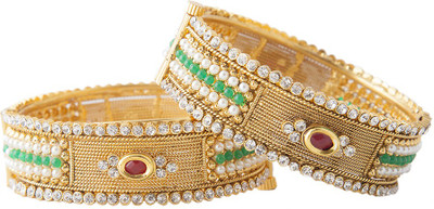 67% OFF on Aaina Antique Copper Yellow Gold Plated Bangle Set Pack of 2