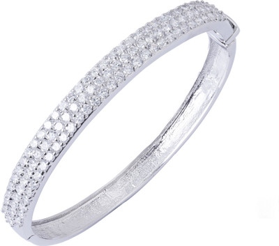 1% OFF on Peora 3 Row Alloy Rhodium Plated Bangle