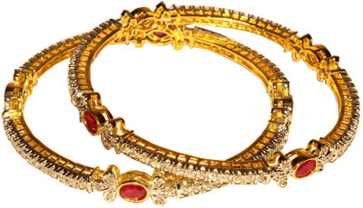 55% OFF on Affinity Alloy Cubic Zirconia 18K Yellow Gold Plated Bangle Set Pack of 2 55% OFF on Affinity Alloy Cubic Zirconia 18K Yellow Gold Plated Bangle Set Pack of 2