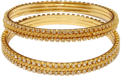56% OFF on Jewbang White Gold Diamond Style Alloy Brass Plated Bangle Set Pack of 2