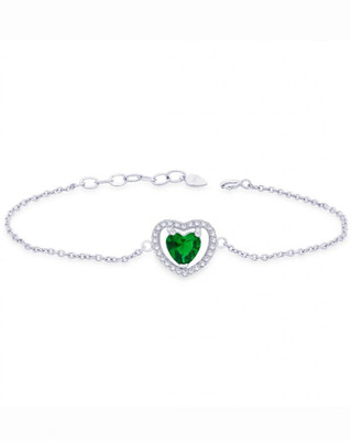 30% OFF on Taraash Green Heart Sterling Silver Cubic Zirconia Bracelet 30% OFF on Taraash Green Heart Sterling Silver Cubic Zirconia Bracelet