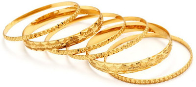 82% OFF on Ethnic Jewels Micronplated Alloy Yellow Gold Plated Bangle Set Pack of 6