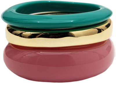 40% OFF on Rhea Salmon Leaf Trios Resin Bangle Set Pack of 3