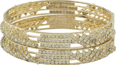 66% OFF on Tanya Fashion Jewelry Sparkling Metal Crystal Bangle Set Pack of 2