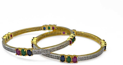 20% OFF on Jewelfin Magnificent Alloy Rhodium Plated Bangle Set Pack of 2