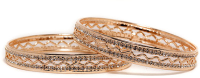 Bindhani Antique Alloy Cubic Zirconia 10K White Gold Plated Bangle Set Pack of 2 Bindhani Antique Alloy Cubic Zirconia 10K White Gold Plated Bangle Set Pack of 2