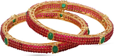 61% OFF on Sparkle Street Paved Beads Brass, Enamel Bangle Set Pack of 2