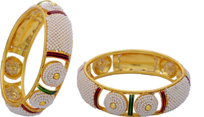 80% OFF on Prisha Elegant Alloy 18K Yellow Gold Plated Bangle Set Pack of 2