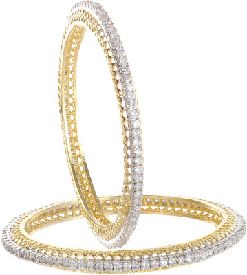 31% OFF on Treasure Trove Royal Collection Silver Zircon Yellow Gold Plated Bangle Set Pack of 2
