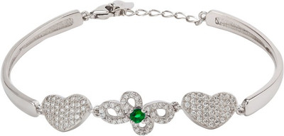 30% OFF on GemLN India Emerald Heart Duet Sterling Silver Rhodium Plating Bracelet