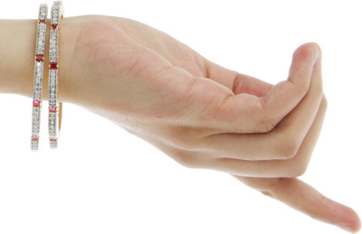 Aamoye CZ Bangle Base Brass Finish Micro Gold Alloy Bangle Set Pack of 2