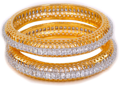 50% OFF on Kundan Jewelry Prettify Yourself Alloy Cubic Zirconia 18K Yellow Gold Plated 22 Bangle Set Pack of 2