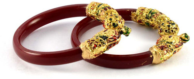 14% OFF on Vidhya Kangan Red Brass Rhodium Plated Bangle Set Pack of 2