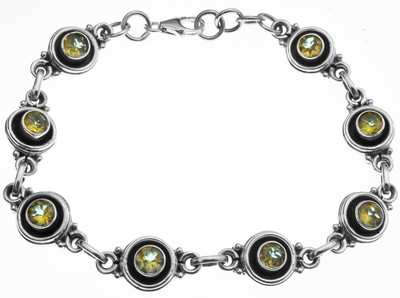 Exotic India Designer Sterling Silver Peridot Bracelet