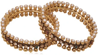 37% OFF on Anjan Charming Traditional Golden Alloy 18K Yellow Gold Plated Bangle Set Pack of 2